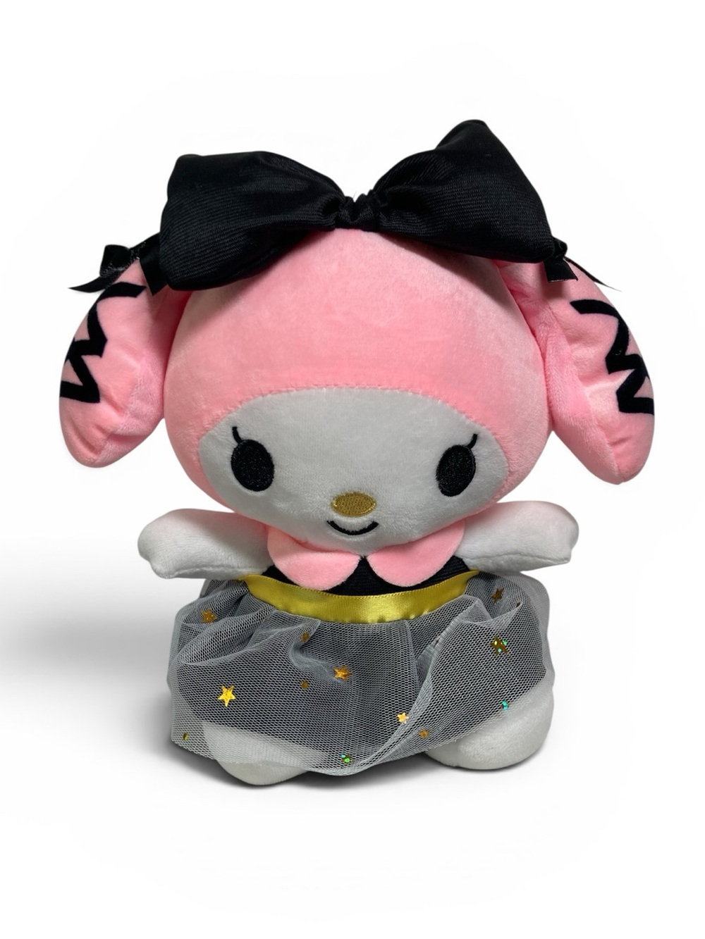 Sanrio My Melody 9" Plush Pink Black Tulle Skirt Stars Hanging Suction Cup.‎